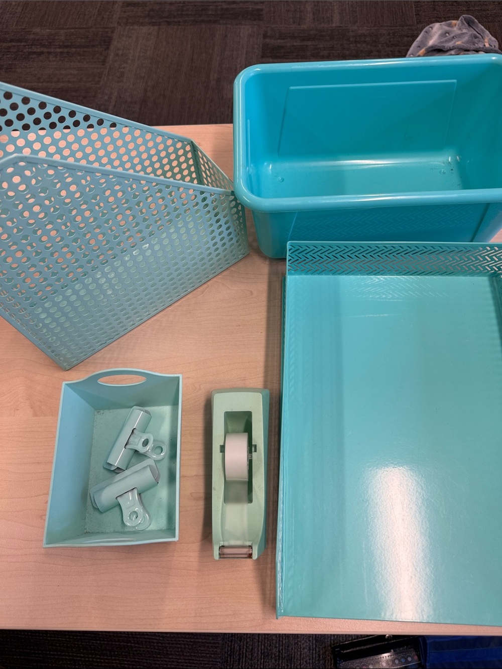 Blue (Mint/teal) Home Office Storage Bin Set - Brand